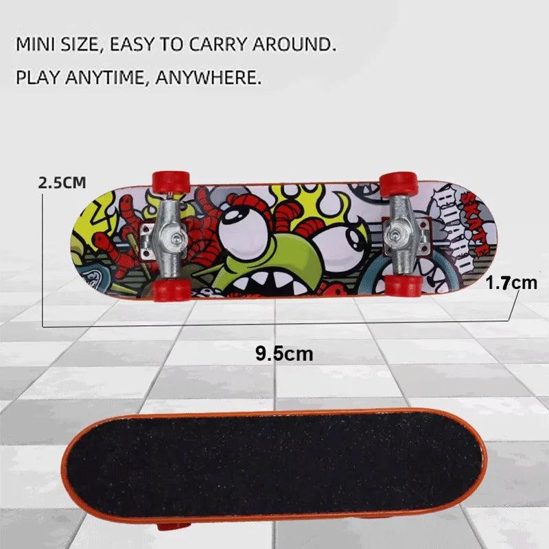 Mini Finger Skateboard Alloy Stand Fingerboard Toy | Graffiti Finger Skate Board Novelty Toys for Kids & Adult