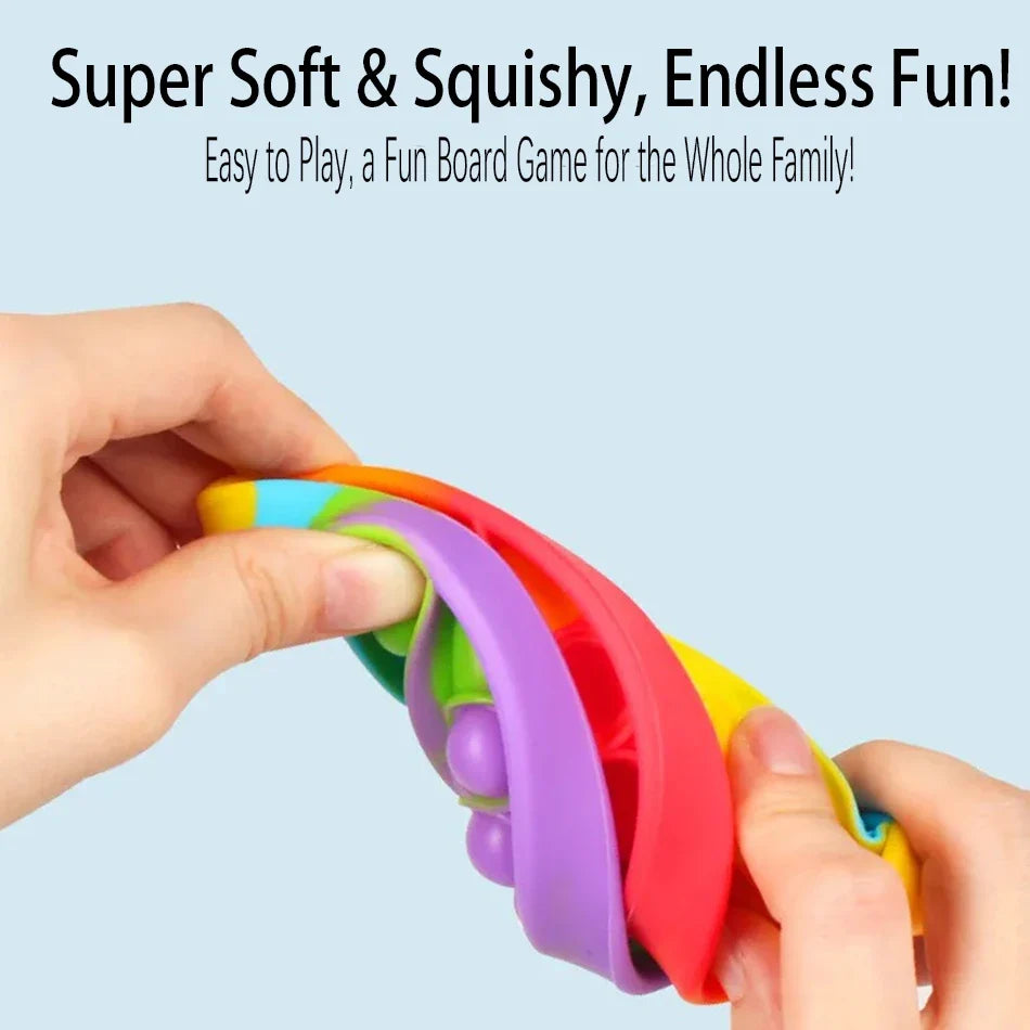 Rainbow Square Round Fidget Toys Push Bubble Sensory 20cm