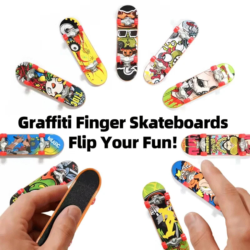 Mini Finger Skateboard Alloy Stand Fingerboard Toy | Graffiti Finger Skate Board Novelty Toys for Kids & Adult