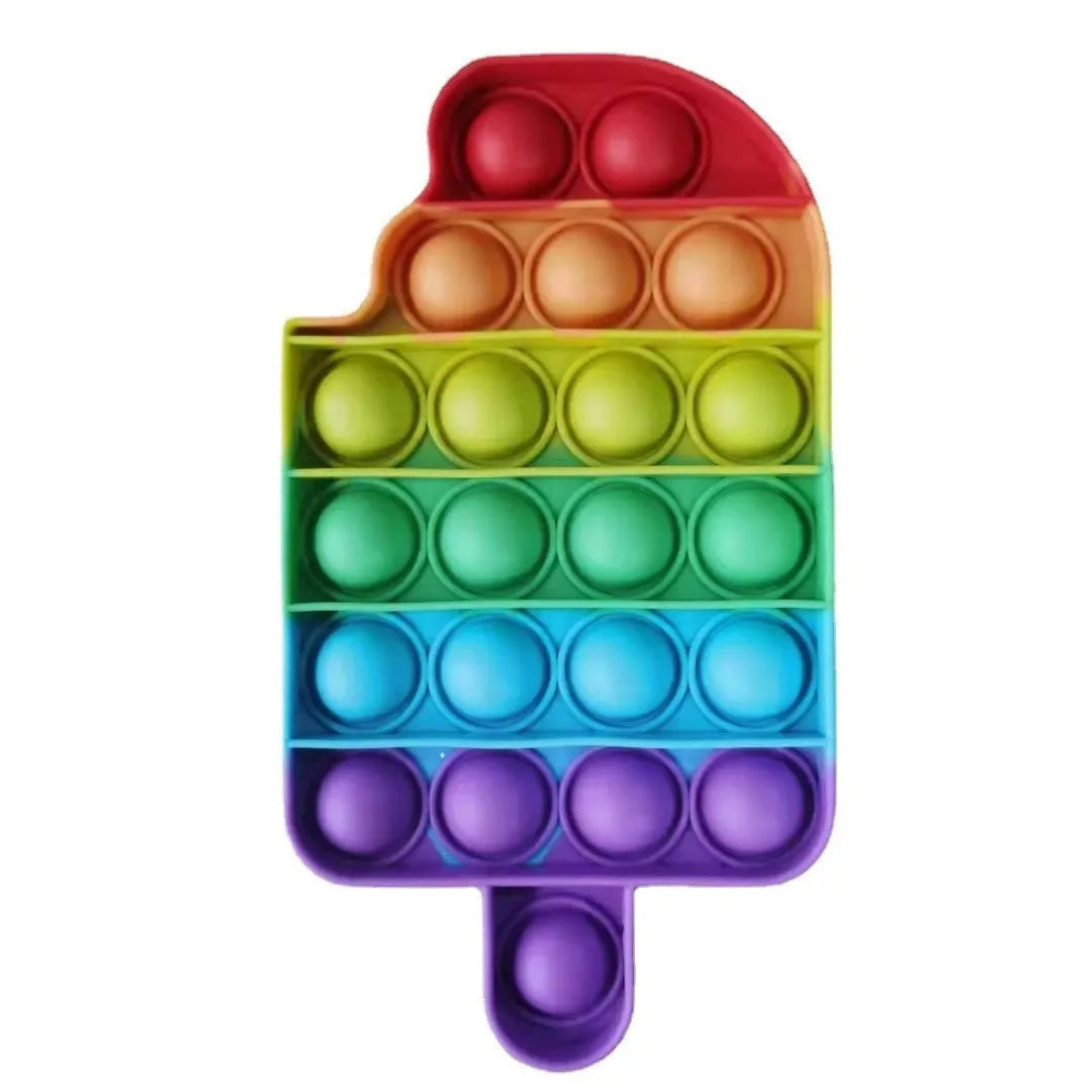 Rainbow Square Round Fidget Toys Push Bubble Sensory 20cm