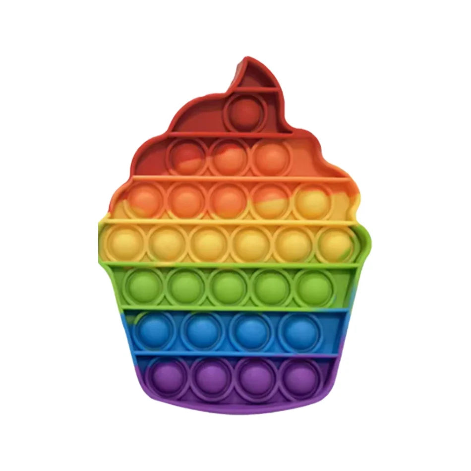 Rainbow Square Round Fidget Toys Push Bubble Sensory 20cm