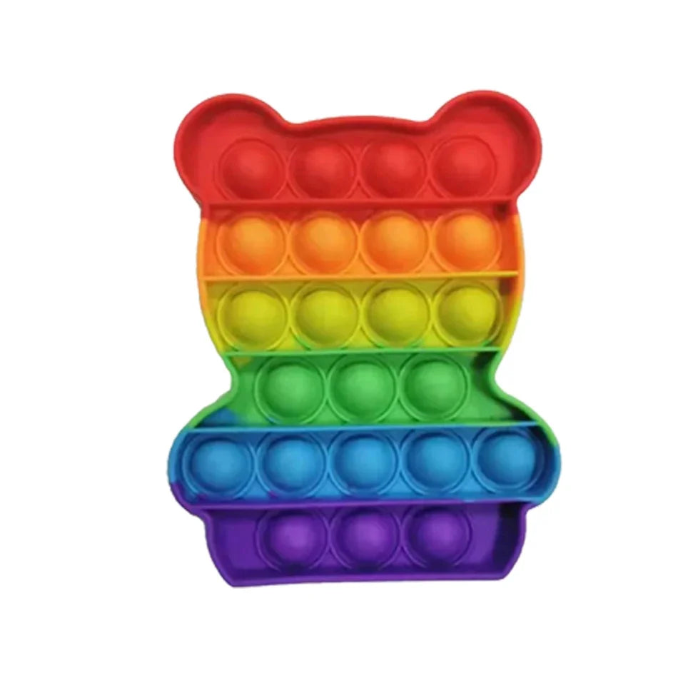 Rainbow Square Round Fidget Toys Push Bubble Sensory 20cm