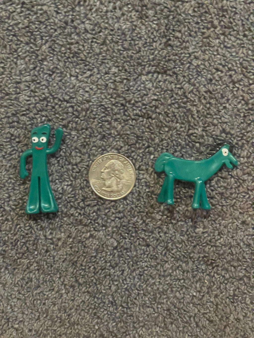 Vintage 1980s Gumby & Pokey Bendable Figures 🟢 Set of 5 or 4, Teal & Orange Plastic Toys, CHINA Mark Figurine